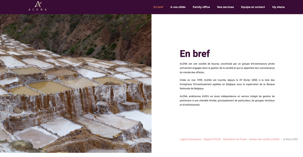 Alena website screenshot